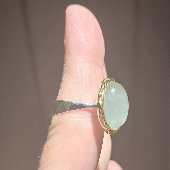 Aquamarine 7k sterling & gold ring sz7 - Picture 4 of 8